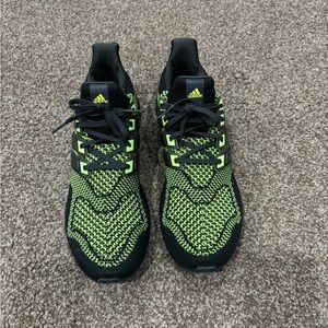 Adidas Ultraboost Black and Lime Athletic Shoes